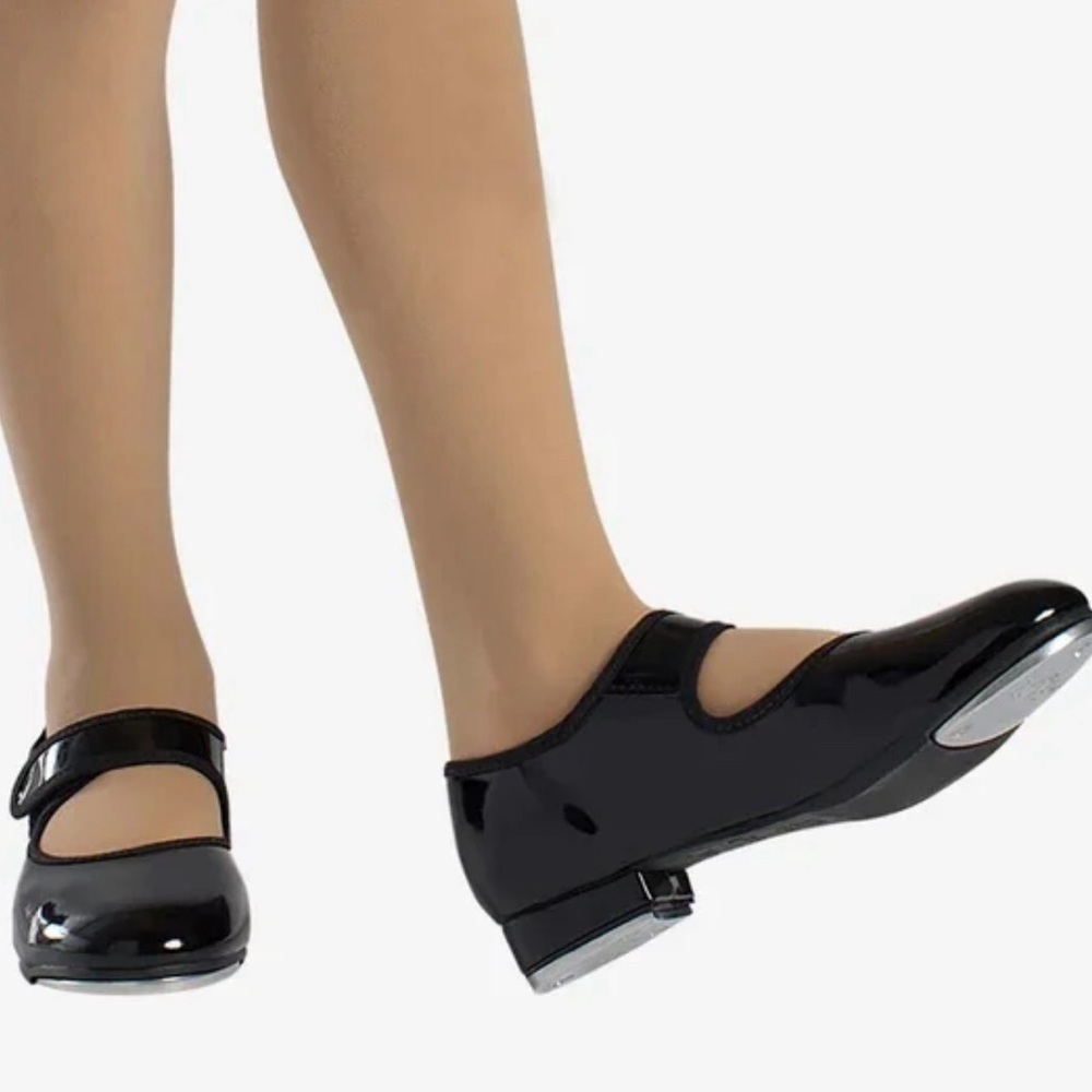 Black Patent Velcro Strap Tap Shoe - Little Girl’s Size 12.5